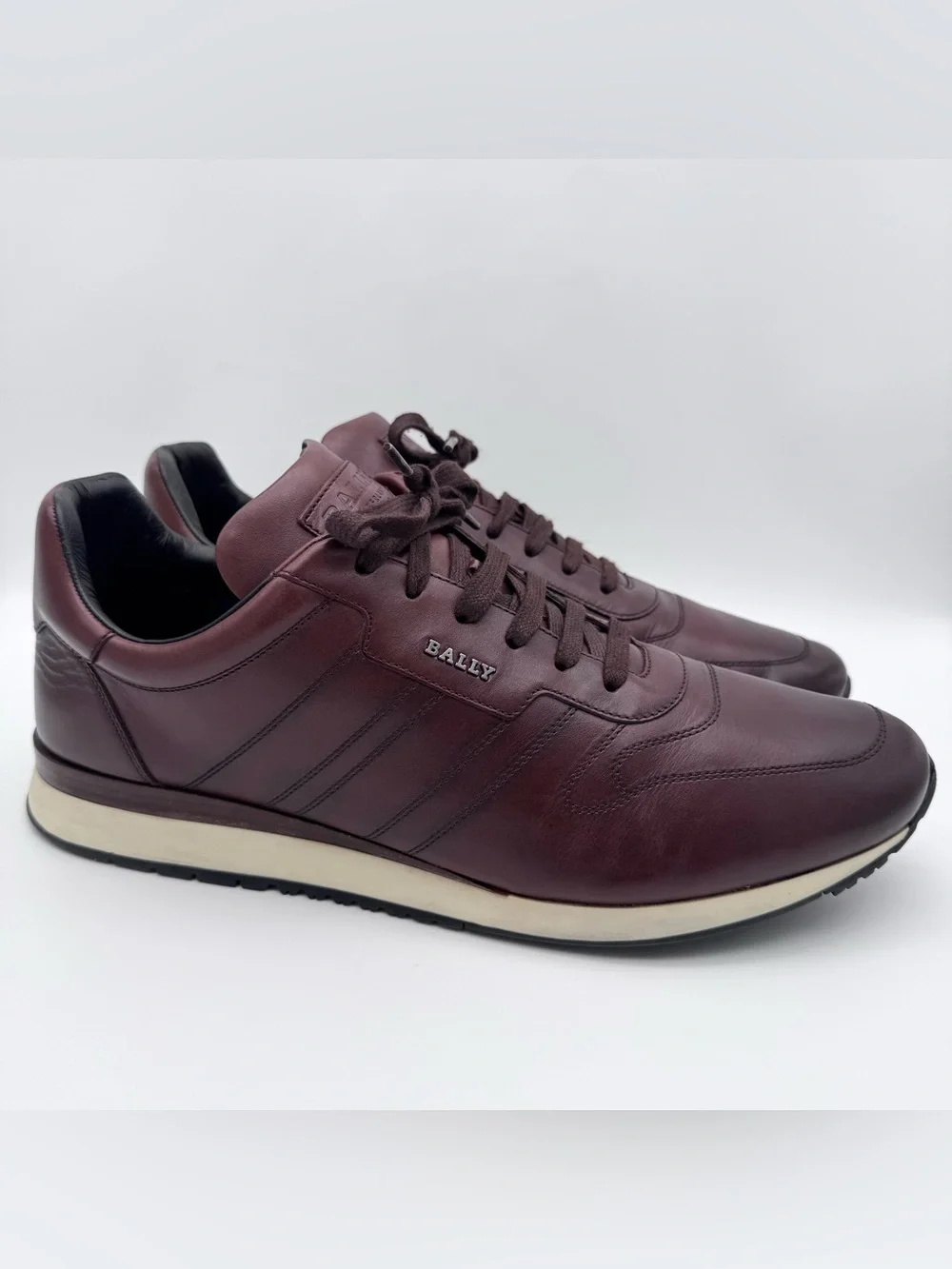 Bally Assio Brown Calfskin Leather Sneakers Men 12 Retro Running Luxury Shoes